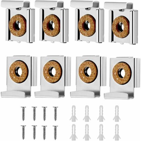 ZOLGINAH Soporte de Espejo de Pared, Soportes de Espejo, Clip de Espejo Ajustable Montado en Pared Abrazadera de Espejo Montada, para Espejo de Pared para Baño, Guardarropa, 8 Piezas
