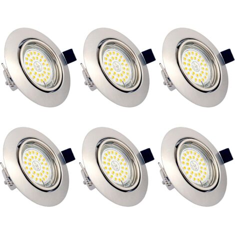 ZOLGINAH Spots LED Encastrables Orientables Dimmables, ampoules 6 x 6W incluses, GU10, Blanc Chaud 3000K, 230V, IP23, éclairage plafond LED intérieur pour Salon Cuisine Couloir