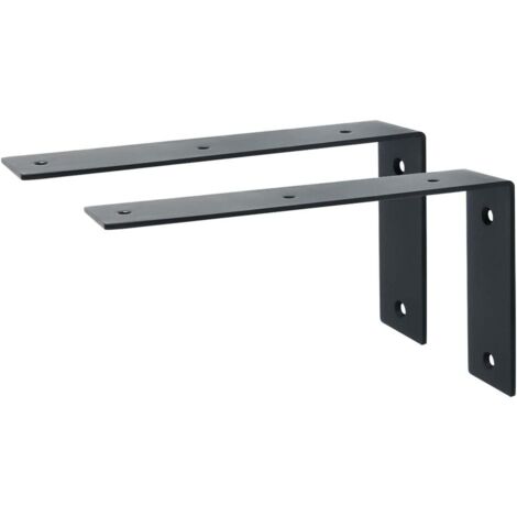 ZOLGINAH Support d'Étagère d’Élargissement Support d'Angle Brace de Tablette Réglable Murale à Suspendre en Verre/Bois avec Vis, Finition Noire Mate en Acier Inoxydable, 2 Pcs - 22.5cm