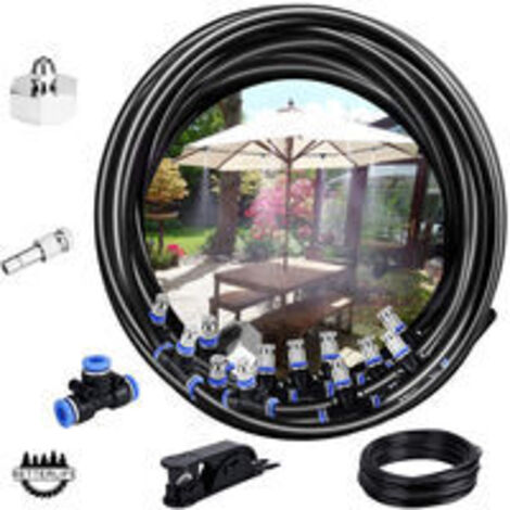 ZOLGINAH Système de brumisation, 10M 12 Buse Jardin Brumisation Refroidissement Système d'arrosage Distribution Brumisateur pour Patio Jardin Serre Trampoline pour Parc Aquatique