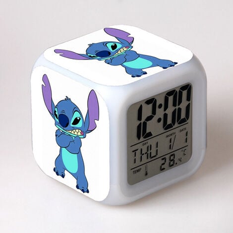 ZOLGINAH Tamaño pequeño 3 pulgadas 8 cm, Stitch, Anime, Despertadores  digitales LED para bebés, Decoración de dormitorio para niños-02