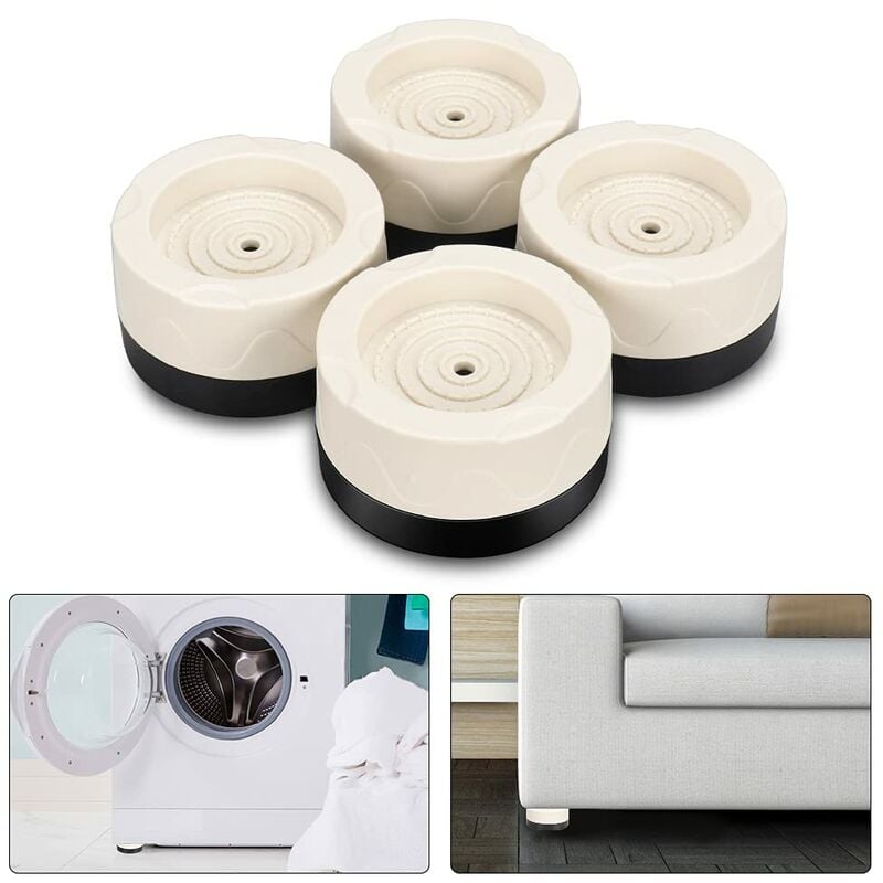 Image of Tampone in gomma per lavatrici, 4 pezzi in gomma antivibrante, cuscinetti universali per piedini lavatrice, tampone in gomma antivibrante bianco