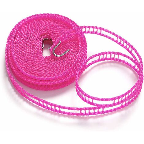 ZOLGINAH Tendedero Extensible Tendedero De Nylon Portátil Antideslizante para Acampar, Tendedero Retráctil A Prueba De Viento Línea De Secado De Lavandería Al Aire Libre, 3m Rosa