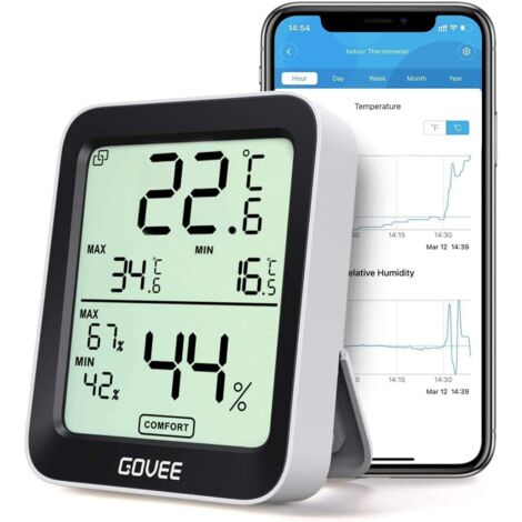ZOLGINAH Thermomètre Hygromètre Intérieur Petit Moniteur Mini Numérique à Haute Précision Capteur Humidité Température, LCD Bluetooth Stockage Données Maison Chambre Frigo Cave Garage Serre