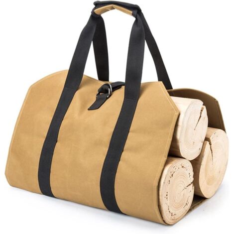 ZOLGINAH Toile Sac à Bûche Cheminée,Grande Capacité Toile Sac à Bûche Sac De Transport De Bûches En Toile Résistant à Eau Toile Bois De Chauffage Sac à Bûches Pliant pour Intérieur Cheminée Jardin