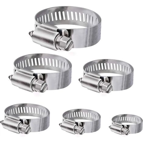 ZOLGINAH Tuyau Clips, 36 pièces réglable 6–51 mm Gamme en acier inoxydable Colliers de serrage Assortiment de 8 tailles pour famille Tuyau d'eau, réservoir de gaz, tube d'automobiles, etc.