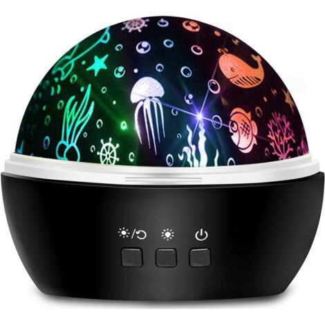ZOLGINAH Veilleuse Bebe, Veilleuse Etoile Projection Rotation Lampe Projecteur Led Enfant et 8 Couleurs Lampe Projection Bébé pour Anniversaire Noël Soirée – Noir