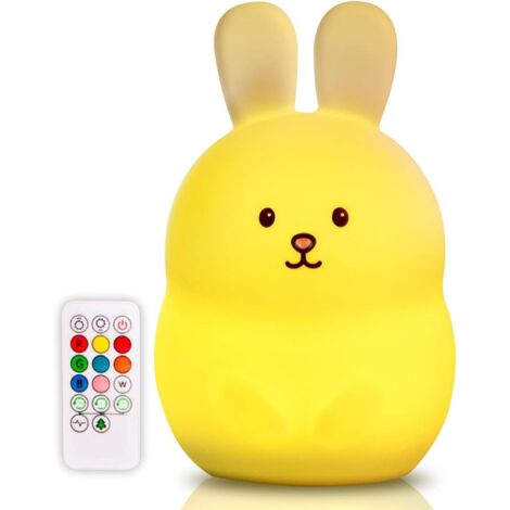 ZOLGINAH Veilleuse Enfant Rechargeable et Portable - Veilleuse bébé à 9 Couleurs - Lampe de Chevet enfant avec télécommande - lampe bébé [Classe énergétique A+]