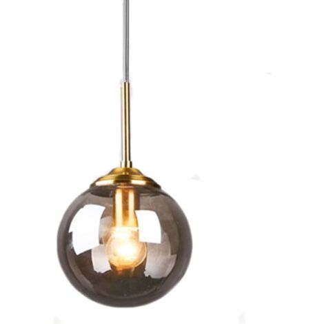 ZOLGINAH Verre Suspension Luminaire Vintage Industrielle, Plafonnier avec fini en laiton poli Lustre Suspension Lampe de Salle à Manger Cuisine Salon Chambre (Gris, 1 lumière)