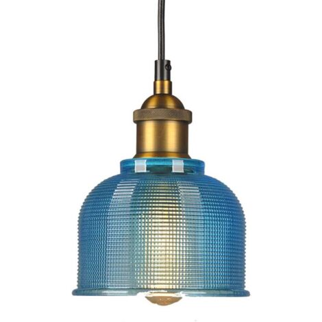 ZOLGINAH Vintage Lampe Suspension Industrielle En Verre Luminaire Suspension E27 Loft Suspension Luminaire pour Salon Chambre Restaurant Café Bar (Bleu)