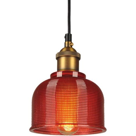 ZOLGINAH Vintage Lampe Suspension Industrielle En Verre Luminaire Suspension E27 Loft Suspension Luminaire pour Salon Chambre Restaurant Café Bar (Rouge)