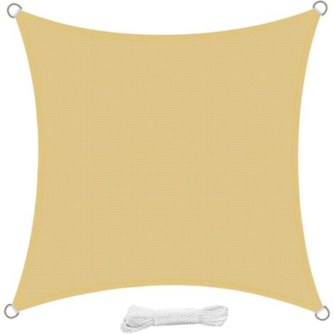 ZOLGINAH Voile d'ombrage Carré 4x4 Mètre Voile Ombrage HDPE Respirant Anti UV pour Jardin Terrasse Patio, Sable
