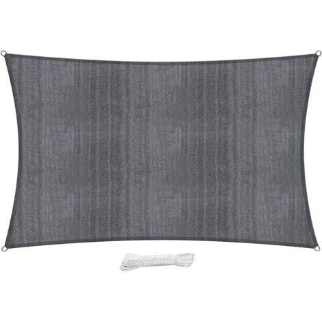 ZOLGINAH Voile d'Ombrage Rectangulaire, Voile d'Ombrage Toile d Ombrage HDPE Rectangulaire 3x4M Rayons UV Résistante Aéré Voile Ombrage Rayons UV pour Jardin Terrasse Camping -Gris Foncé