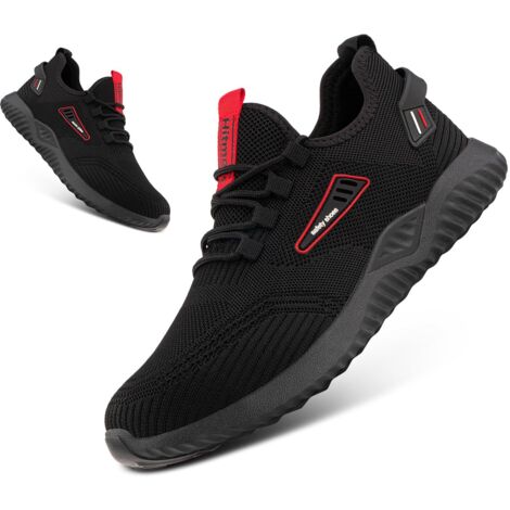 ZOLGINAH Zapatos de seguridad para hombre, zapatillas de seguridad, zapatos de trabajo, zapatos de seguridad para mujer, zapatillas de cocina con cordones, negro EU41