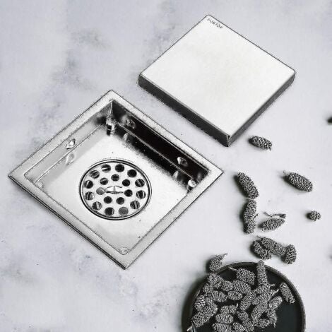 WOOSIEN Zoll quadratisches Design Fliesenboden Duschablauf Deodorant Center Quadrate Bodenabläufe für Badezimmer Küche Balkon,