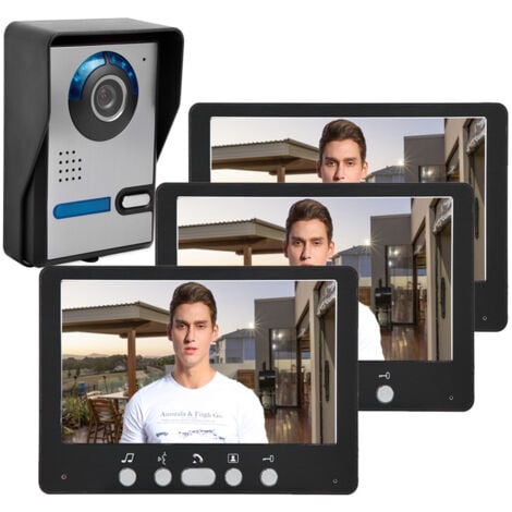 QIEDIE Zoll verkabelte visuelle Türklingel Villa Home Building Set Zwei-Wege-Gegensprechanlage wasserdichte Infrarot-Nachtsicht, 4 Stück