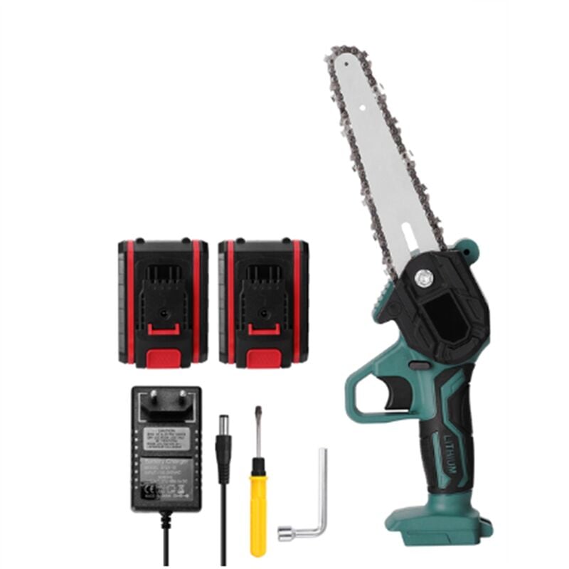 Image of Zoll wiederaufladbare Mini-Elektrosägen Holzbearbeitung Einhandsäge mit 2 Batterien US-Stecker