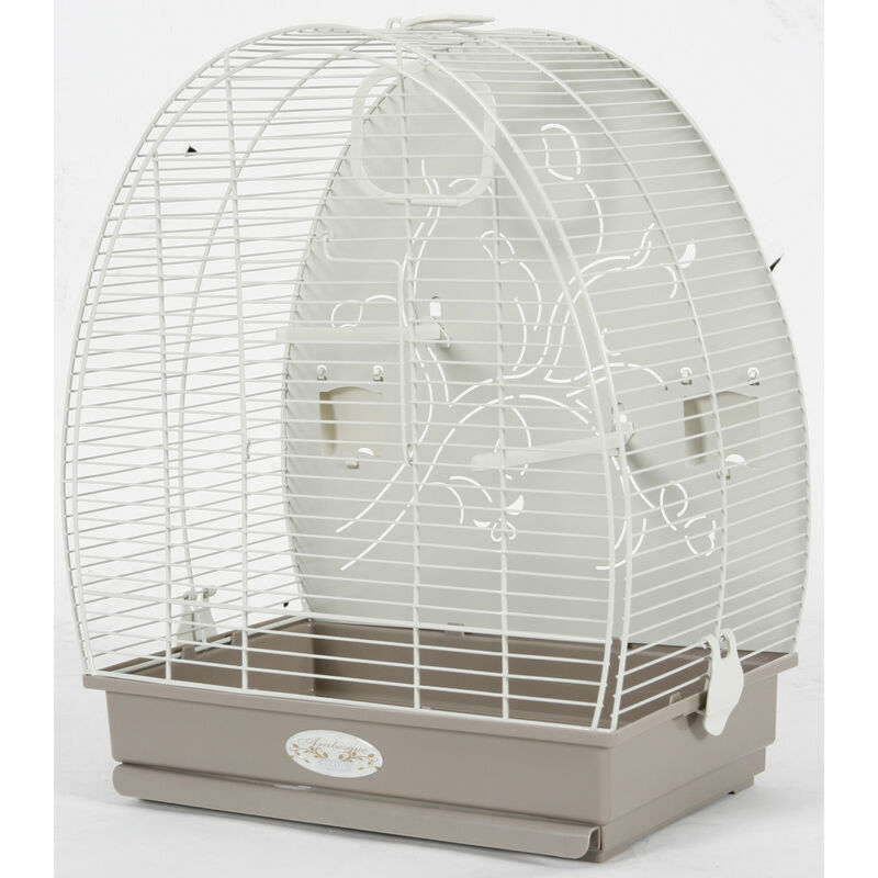 Cage Arabesque Alice 40 fond décor . Taupe. Dimension: 41 x 30 x 49.5 cm. pour oiseaux. - zolux