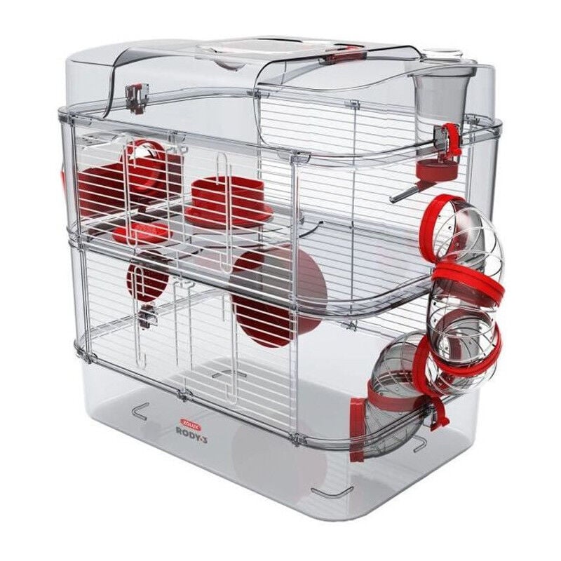 Zolux - Cage sur 2 etages pour hamsters, souris et gerbilles - Rody3 duo - l 41 x p 27 x h 40,5 cm - Grenadine