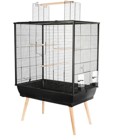 ZOLUX Cage surélevée Néo Jili pour oiseaux - L 78 x P 47,5 x H 112 cm - Noir