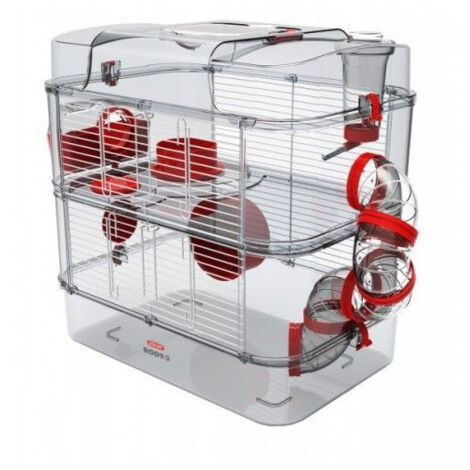 ZOLUX Gabbia su 2 piani per criceti, topi e gerbilli - Rody3 duo - L 41 x P 27 x H 40,5 cm - Granatina