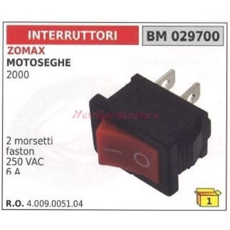 ZOMAX interrupteur moteur tronçonneuse 2000 2 bornes faston 250VAC 6A 029700