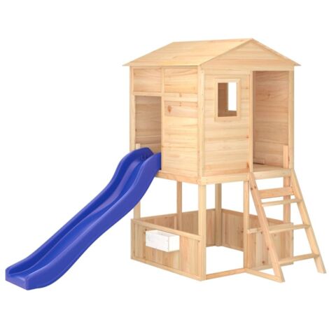 Zona de juegos exterior tobogán columpios robustos juegos de jardín 145 x 131,5 x 218,5 cm madera maciza de abeto 020004625