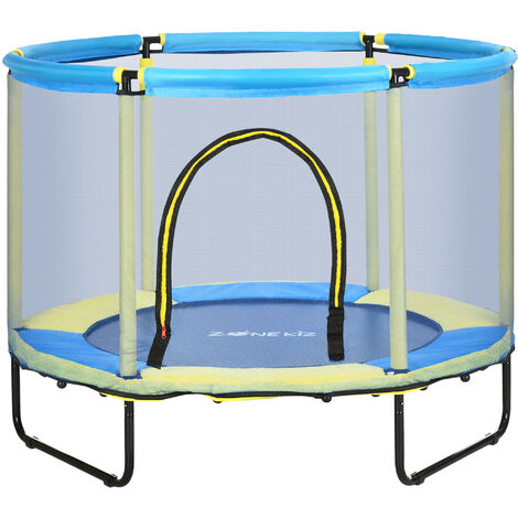 "ZONEKIZ 55"" Kids Trampoline with Enclosure Net for Toddler 3-10 Years Blue"