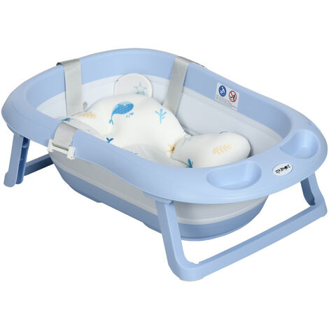 WYCTIN®Bañera para bebés, bañera para bebés plegable y expandible, azul, 3  en 1