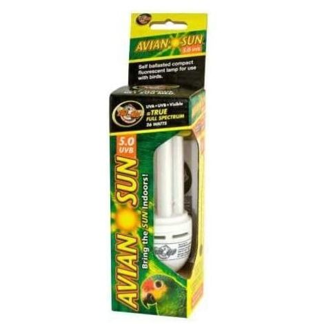 Zoo Med AS-C5E AvianSun 5.0 UVB Lampada voliera per uccelli 26 Watt, fluorescente compatta in vetro al quarzo