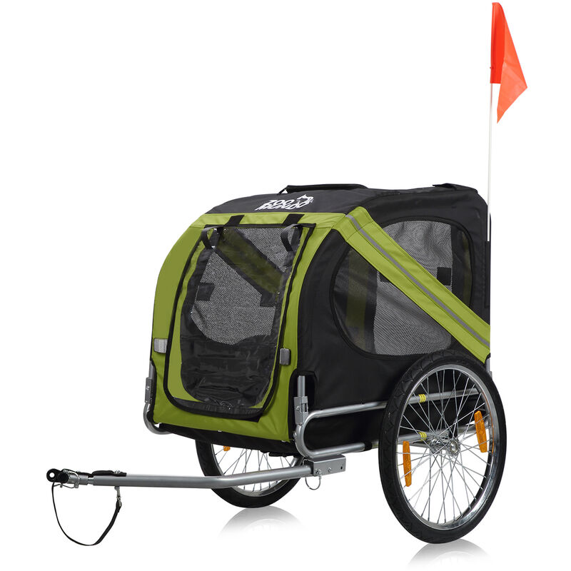 Zoomundo - Remorque velo pour Chien - en Vert/Noir - Silver Frame