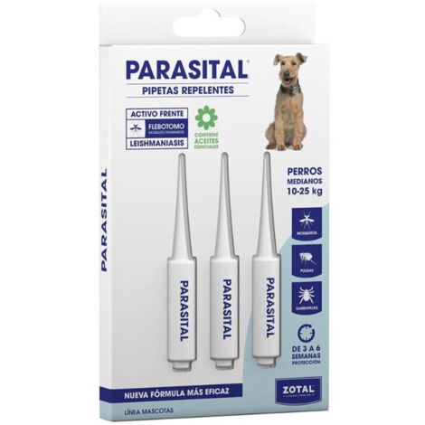 ZOTAL parasital pipeta perro mediano 10-25kg 3ml b-3x3ml , Pipeta parasital para perro mediano de entre 10 y 25kg Zotal Nueva fórmula a base de activos procedentes de la extrac