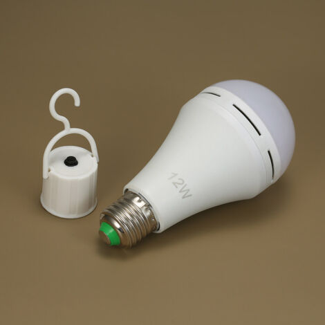 Zoternen 1 x 12 W wiederaufladbare Multifunktions-Notfall-LED-Glühbirne, 60 W-Äquivalent, 6000 K, helles Hängelicht für den Außenbereich für Stromausfall, Camping, Gartenpartys – E26/E27, AC 100–240 V