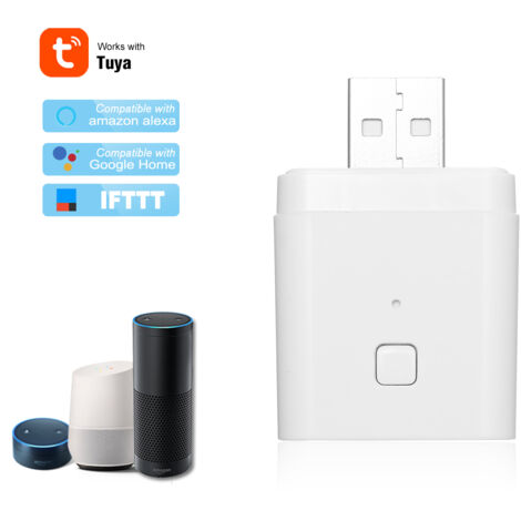 Zoternen 1 x Tuya Micro 5–12 V kabelloser Smart-USB-Adapter, flexibel und tragbar, kompatibel mit Alexa Home über Sprachsteuerung.
