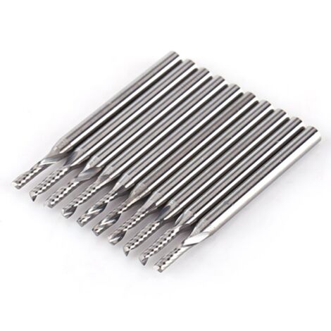 Zoternen 10 Stück 1/8 Zoll Schaft Wolframkarbid-Schaftfräser CNC-Gravierwerkzeuge Einzelflöte Spiralbohrer