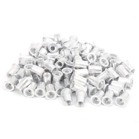 Zoternen 100 pezzi di dadi a rivetto resistenti alla trazione, dadi a testa piatta in alluminio, accessori per ferramenta verticali, utensili manuali in alluminio zincato, per il fissaggio di tubi in 