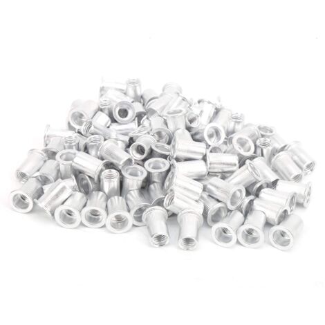 Zoternen 100 Stück Zugnietmuttern, Aluminium-Flachkopfmuttern, vertikales Hardware-Zubehör, Aluminium-verzinkte Handwerkzeuge, zur Befestigung von Metallplattenrohren(M8100pcs)