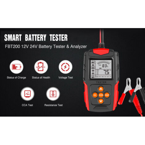 Zoternen 12 V/24 V Autobatterietester, LCD-Digitalanalysator, Ladediagnosewerkzeug für LKW, Motorrad, Rot