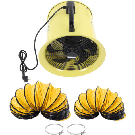 Zoternen 12 Zoll Ventilator mit 5 m und 10 m Schlauch, Ventilator mit 2 Geschwindigkeitsmodi, EU-Stecker, 220 V