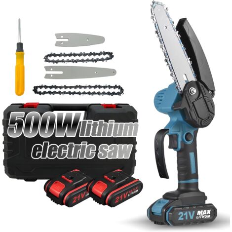 Zoternen 21V Mini Tronçonneuse à Batterie, 4 Pouces 6 Pouces Tronçonneuse Électrique sans Fil avec Chaîne de Remplacement, Mini Scie à Chaîne Électrique pour Jardin