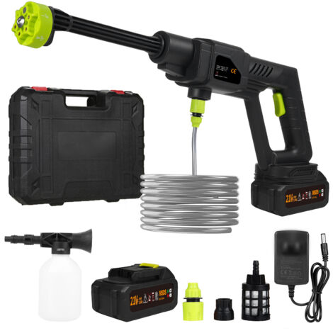 Zoternen 21V Nettoyeur Haute Pression sans Fil, 30 bar,4L/MIN, Nettoyeur Haute Pression avec 6-en-1 Multi-Usage Buse, Nettoyeur Haute Pression Portable avec 2 Batteries, Adapté au Nettoyag des Balcons
