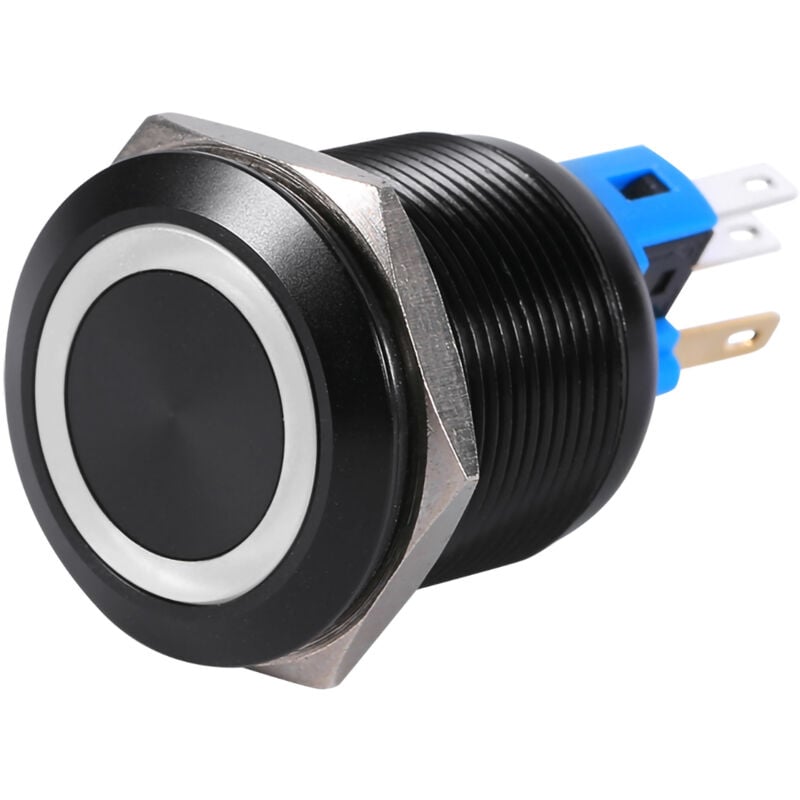 Image of Zoternen - 22 mm wasserdichter selbstsichernder Druckknopfschalter, 12 v – 24 v, weiße led
