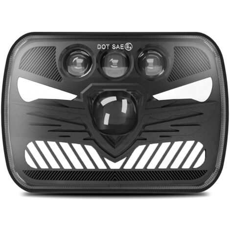 Zoternen 2PCS 7x6 5x7 phares à LED 7 pouces de la lampe frontale carrée avec feux de course de jour tournure du signal haut / basse poutre 4 modes lumineux H4 Plug