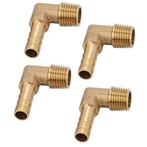 Zoternen 4 pezzi Adattatore per connettore tubo flessibile Portagomma in ottone Filettatura maschio Gomito Portagomma Connettore G1/4" (G1/4" 8mm)