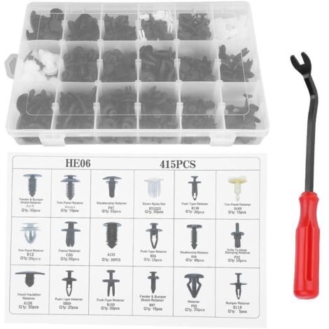 Zoternen 415 pezzi 18 misure assortite clip per rivetti a pressione per paraurti auto, fermaglio per rivetti con cacciavite