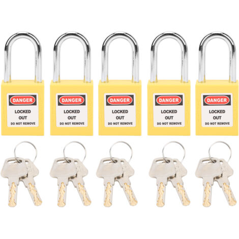 Zoternen 5 Sets 38 mm Lockout-Schloss LOTO Isolierung Nylon PA Stahl für Kernenergie Logistik Transport Gelb