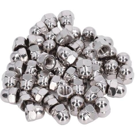 Zoternen 50 pezzi di dadi a ghianda in acciaio inossidabile, dadi di fissaggio, dadi di fissaggio, dadi di fissaggio, kit di assortimento di dadi esagonali M3 M4 M5 M6 M8 M10 M12 (M4), dado