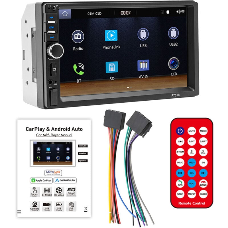 Image of Zoternen - 7 Zoll bt MP5 Auto Mehrsprachiges Audio Video Auto Multimedia Radio Receiver