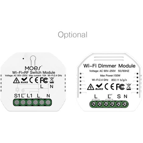Zoternen 90–250 V WLAN-Dimmmodul, intelligenter Lichtschalter, Zwei-Wege-Sprachsteuerung, App, Remote-Timer, Mini-Design
