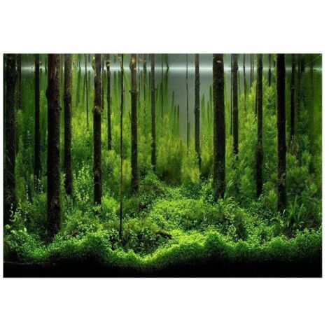 Zoternen Adesivo per sfondo acquario, sfondo per acquario, sfondo adesivo in PVC per acquario, poster decorativo per foresta sottomarina (122 x 46 cm)